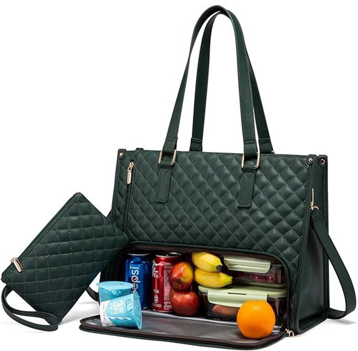Schoudertas Dames MATEIN Laptoptas Voor Dames 15.6 Inch | Met Geïsoleerd Lunchvak En USB Oplaadpoort - Paars Geïsoleerde Lunchtas