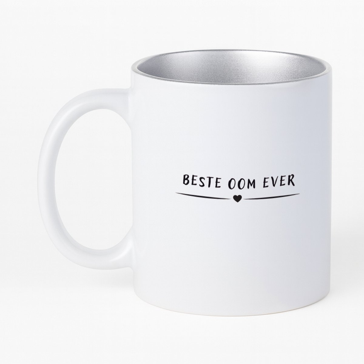 Hacebo® - Beste oom ever koffiebeker met zilver kleurige binnenkant - Oom - uncle - thee mok - koffie beker - leuk cadeau voor je oom - koffiemok - 330 ML