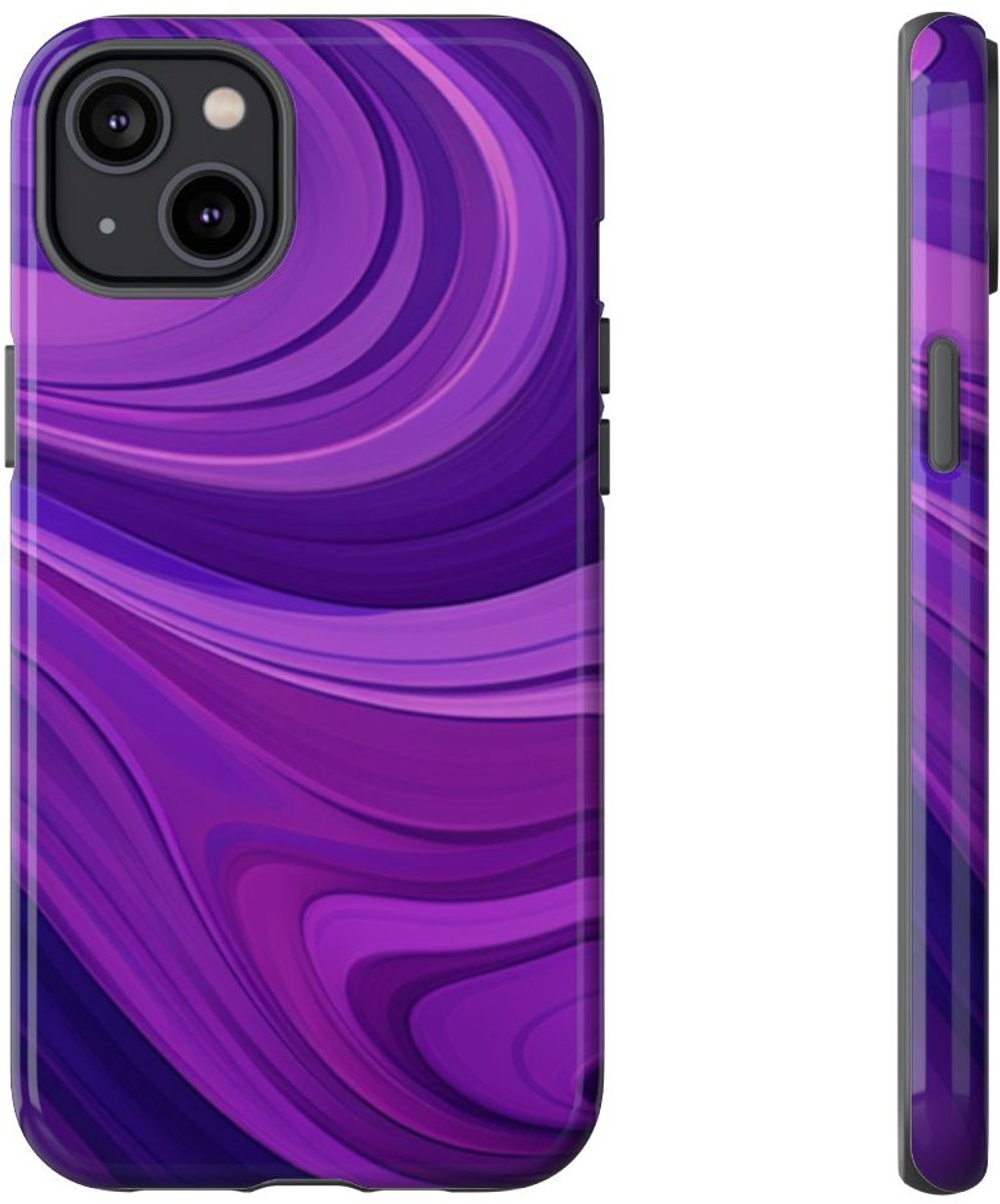 Paars Golvend Abstract Patroon – Telefoonhoesje Geschikt voor iPhone 14 Plus