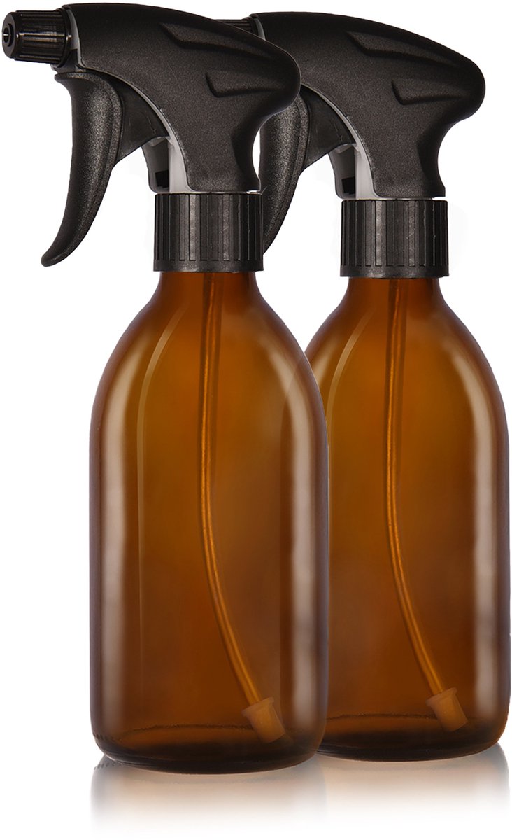 Oputec 2x 250ml sprayflessen – bruinglas – lege verstuivers met ergonomische sproeikop