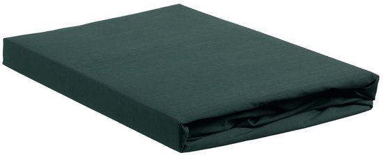 Drap-housse vert foncé en jersey à fines côtes.