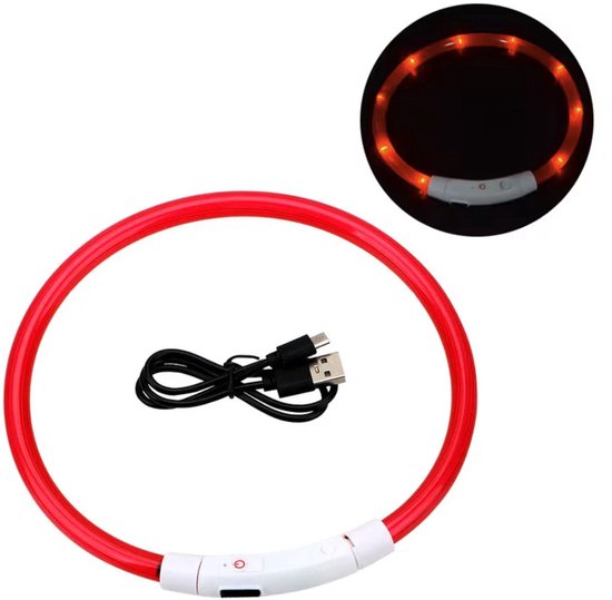 Collier LED rouge pour chien - Petite taille - collier lumineux rouge - 35 cm - Veuillez mesurer la taille avec précision ! - Collier pour chien lumineux - Rechargeable via USB - Collier réglable rechargeable par USB
