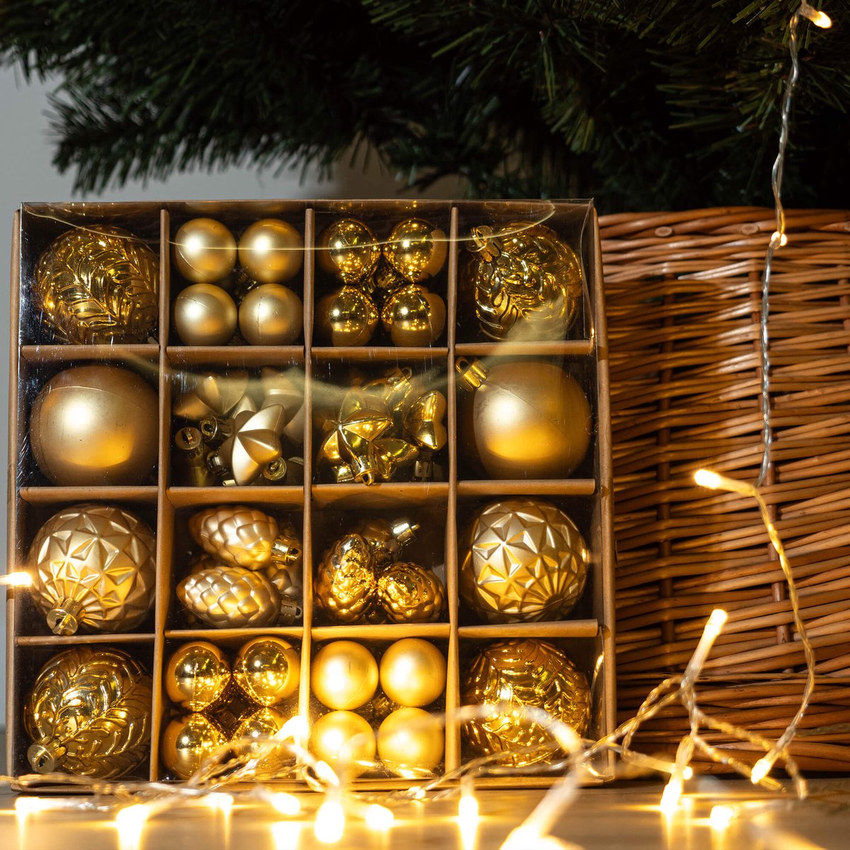 KADAX Kerstballen, van kunststof, set van 60 ballen, kerstballen, kerstboomversiering, kerstdecoratie (goud) – foto 7