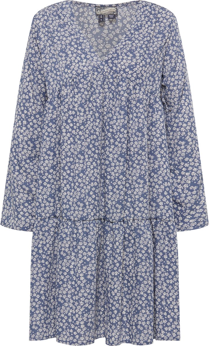 DREIMASTER Jurk marine wol wit
