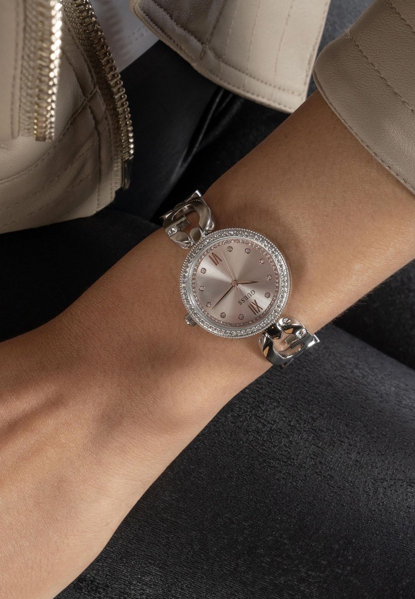 Guess Empower Quartz Analog Zilver Toon Case: 100% Recycled Steel | Armband: 100% Recycled Steel 30 mm GW0693L1