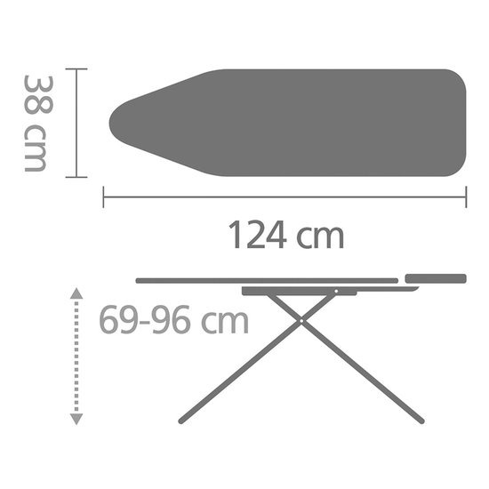 Planche à repasser Brabantia B avec porte-fer - 124 x 38 cm - Denim Black