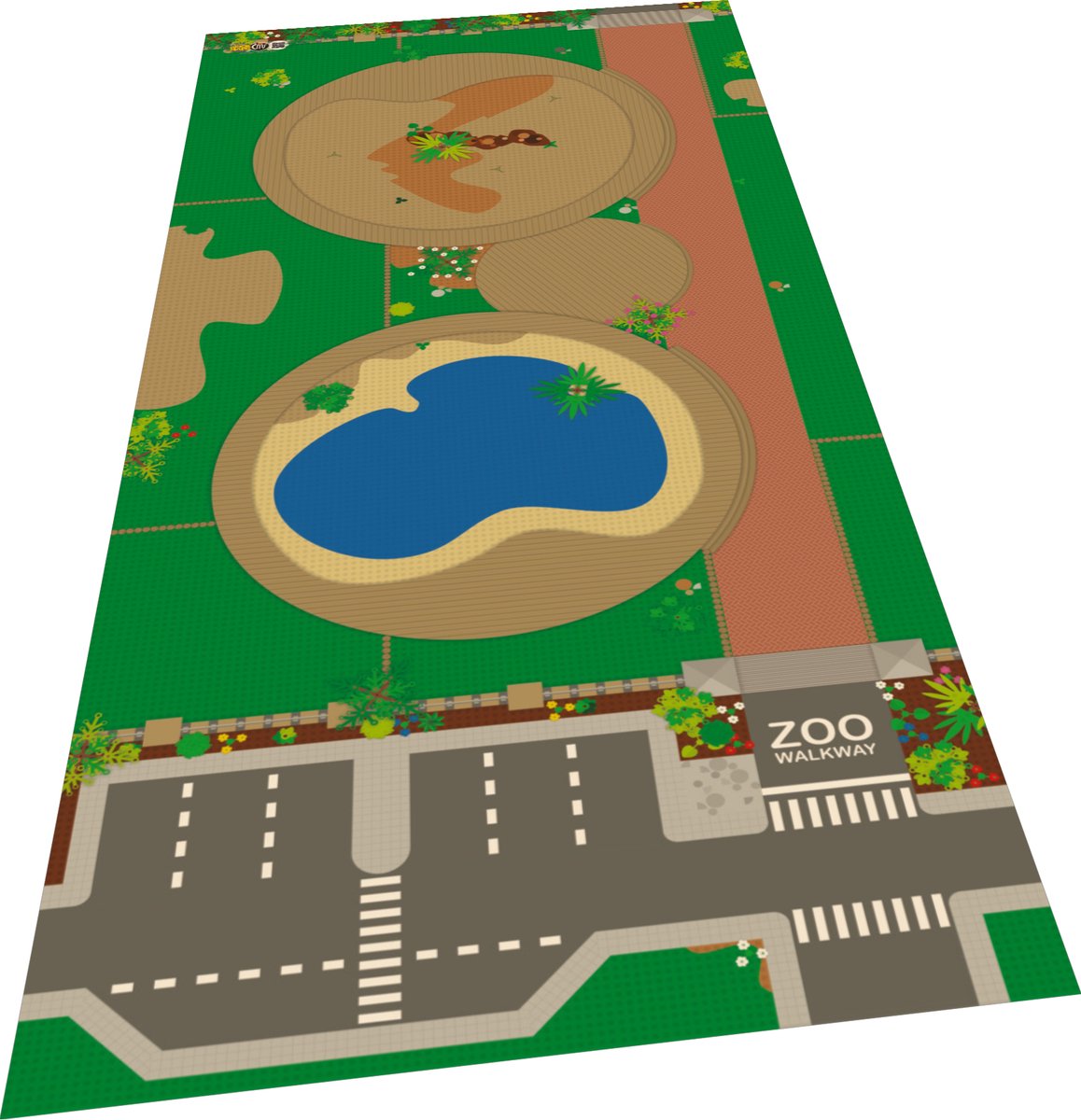 BrickDoo's BrickMaps 32537001 Zoo - Wegplaat speelmat geschikt voor LEGO City Dieren en Jurassic - Formaat gelijk aan 3x7 bouwplaat