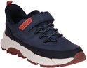 Blauwe Geox Amphibiox sneaker met oranje en zwarte details, veters en klittenband.
