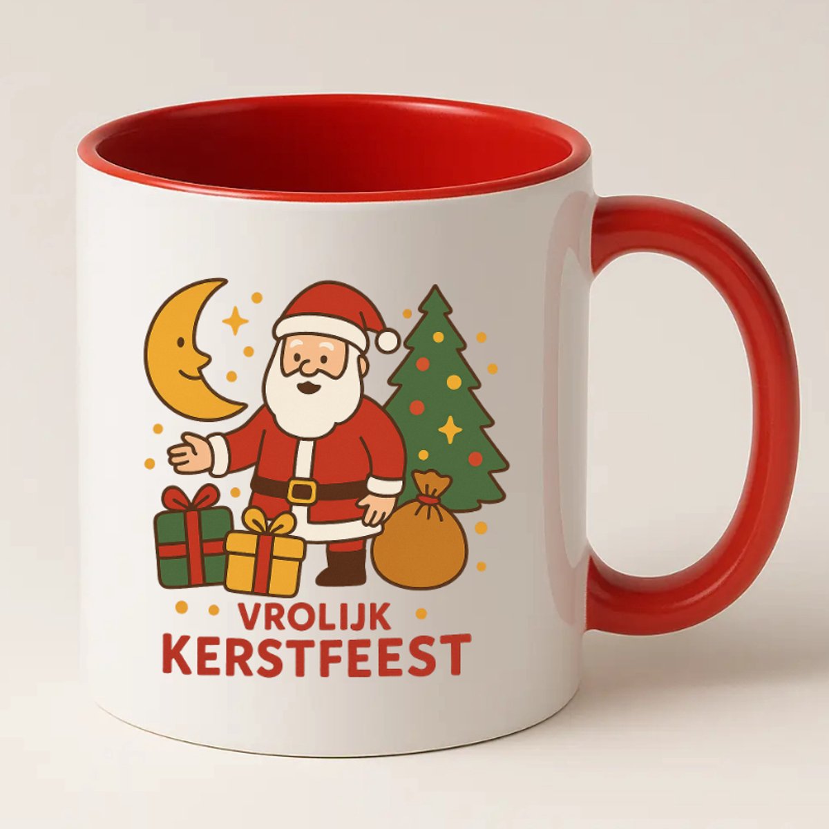Vrolijk Kerstfeest Mok Rood- Kerstmok - Kerstcadeautje - Kerstcadeau