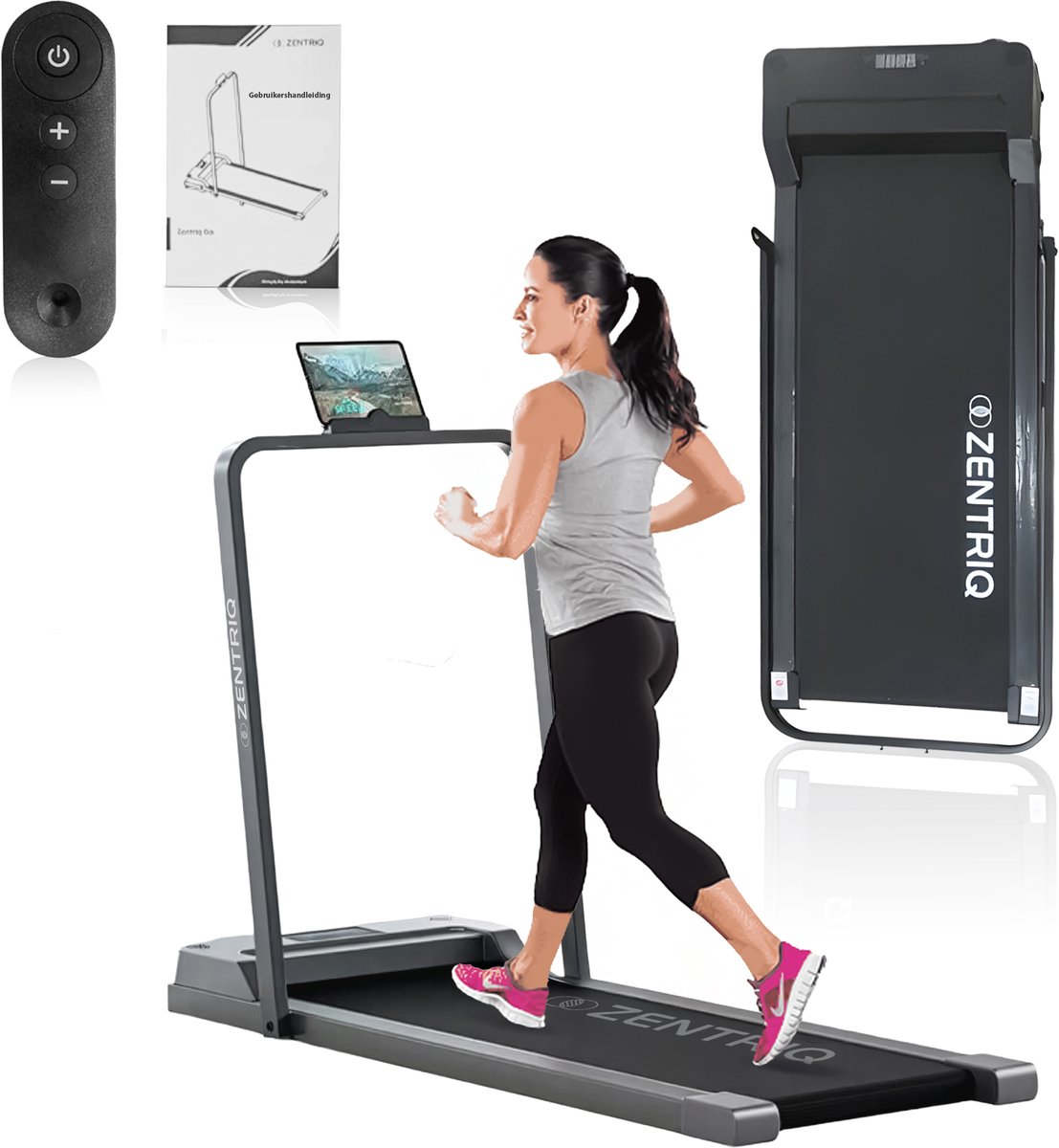 Zentriq Go Loopband – Tot en Met 6 km/u – Lichtgewicht – Geschikt voor Onder Een Bureau – Loopband Inklapbaar – Met Afstandsbediening – Compact & Stil voor Thuisgebruik