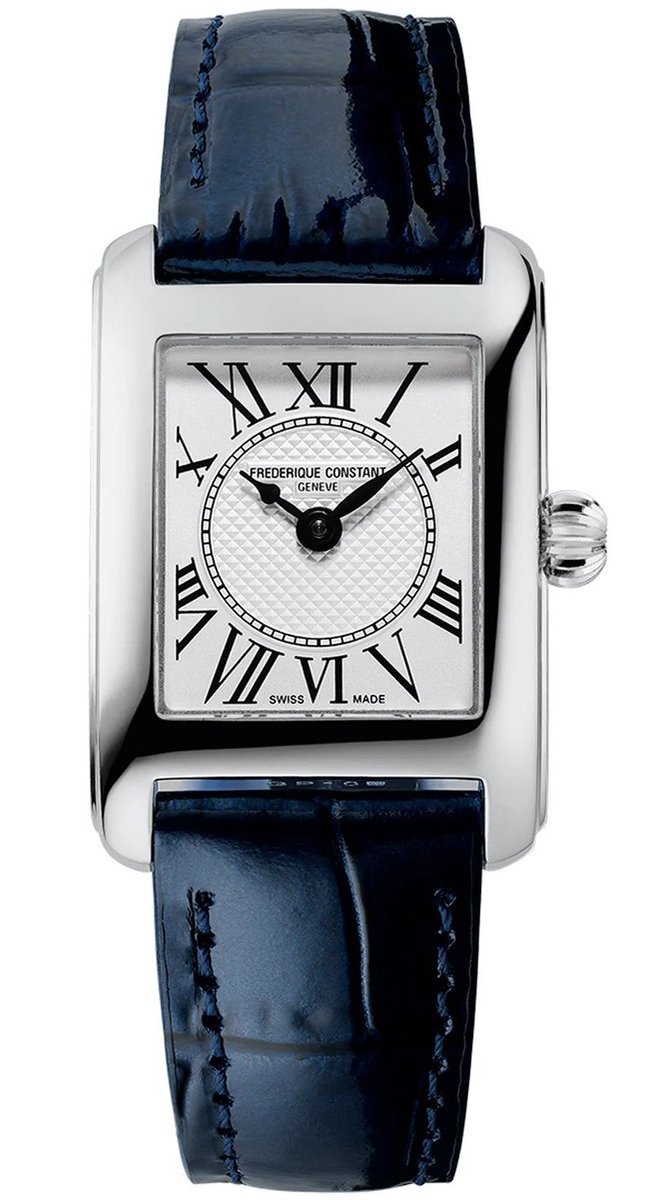 Frédérique Constant Carrée FC-200MC26 Horloge - Leer - Blauw - Ø 23 mm