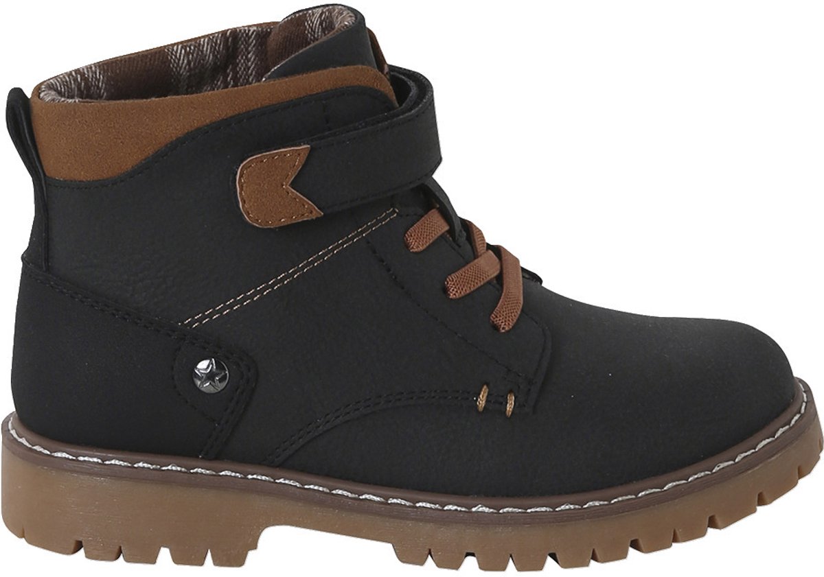 Vertbaudet Synthetische jongens boots met elastische veters en klittenband collectie kleuterschool Zwart