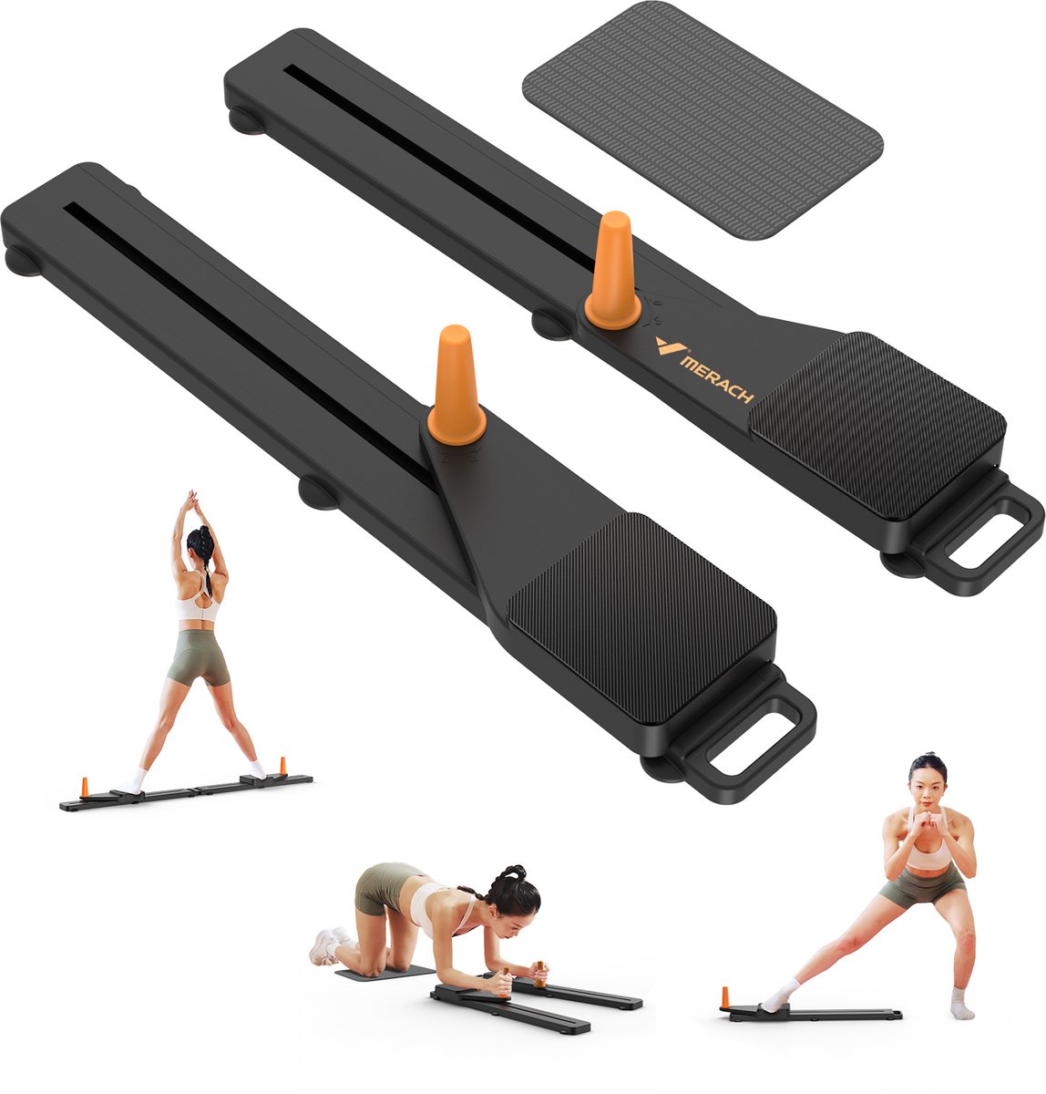 MERACH 4-in-1 Pilates Board - Pilates Reformer - Multifunctioneel - Demontabel Design - Antislip - 6,8 kg Weerstandsband - Ruimtebesparend Buik- en rugtrainers - Geschikt voor Thuisstudio - Zwart - MERACH - €49,99