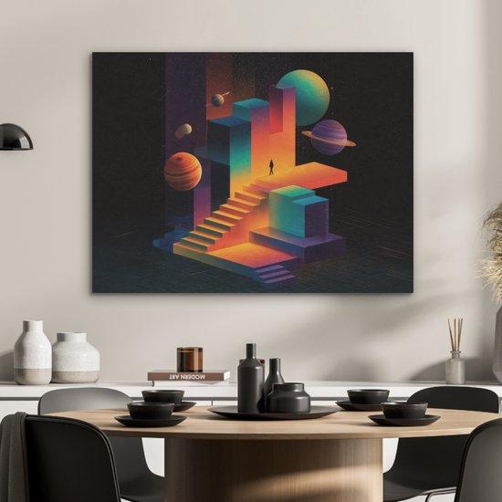 Akoestisch wandpaneel 80x60 cm - Vilt schilderij Abstract - Trappen ...