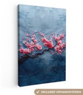 Tableau sur toile 40x60 cm - Décoration murale Fleur - Bloem - Rose - Branche - Décoration murale murale salon - Décoration chambre - Accessoires de chambre - Peintures sur toile