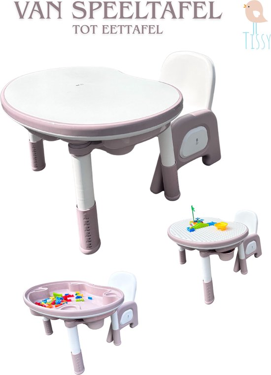 Tissy Oase - 5-in-1 Speeltafel met Stoel – Educatieve Bouwtafel, Watertafel, Zandtafel & Tekenbord – Speel- en Leerplezier voor Peuters & Kleuters