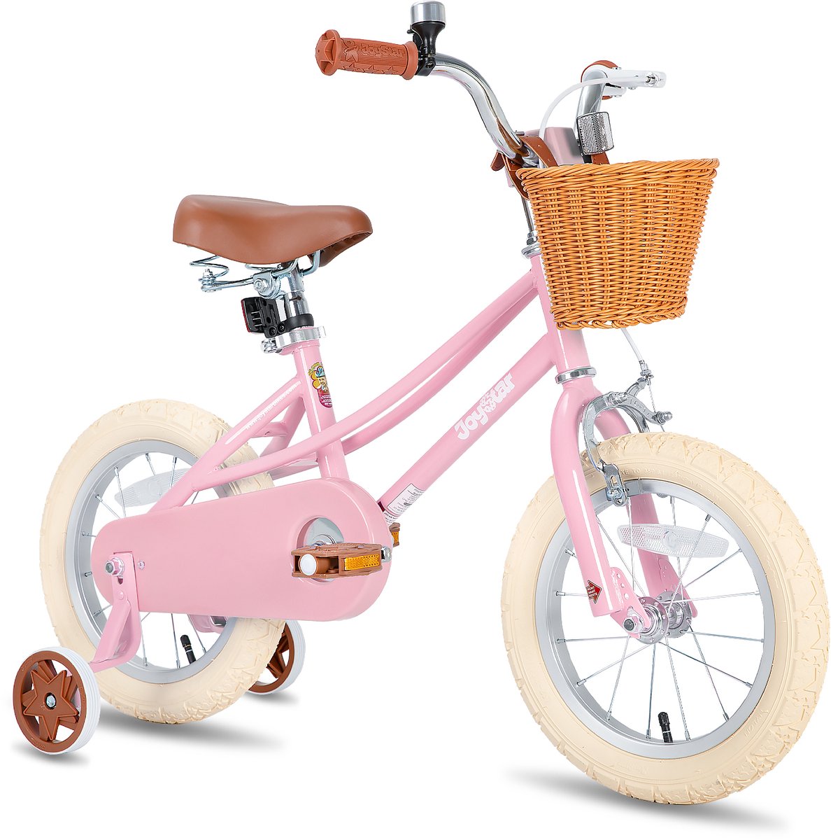 Joystar Fantasy Kinderfiets voor Meisjes - 12 Inch - Mand - Zijwieltjes - Bel - Handrem - Roze - Geschikt voor buitenactiviteiten in de lente