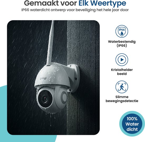 Gologi Superior Outdoorcamera - Buiten camera met nachtzicht - Beveiligingscamera met kabel - Security camera - 3MP - Met wifi en app - Wit van Gologi — afbeelding 5