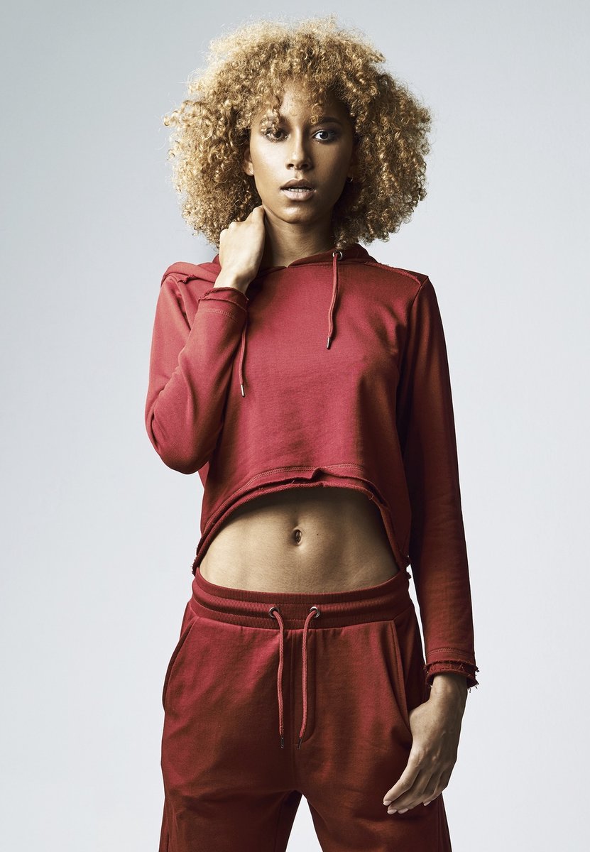 Urban Classics Cropped Terry Hoodie/trui L Rood