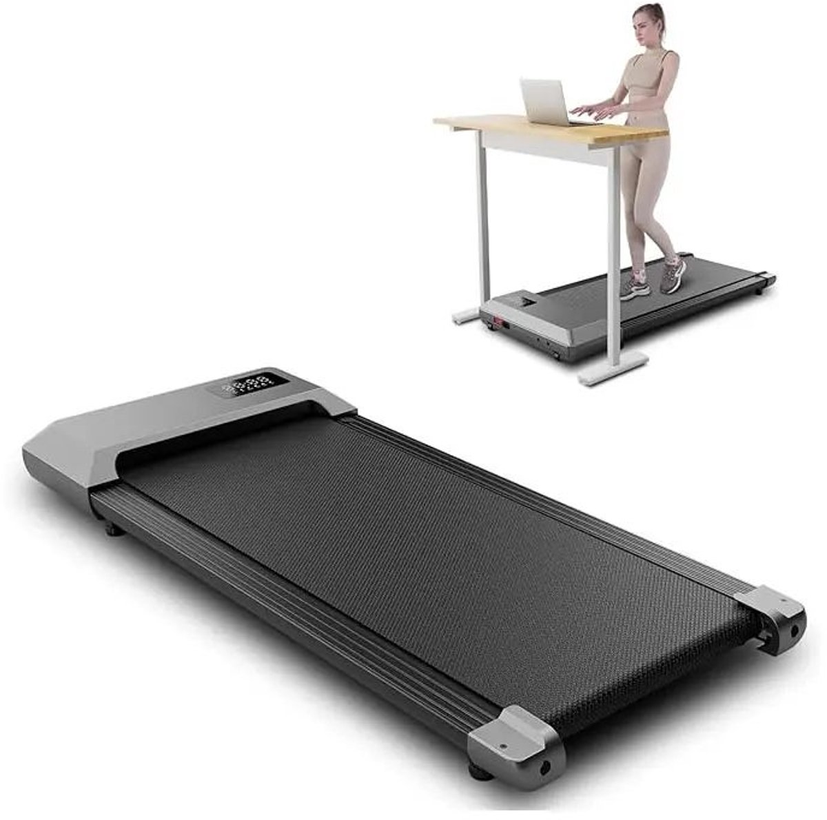 Sattire Compacte Walking Pad in Grijs – Opvouwbare Loopband voor Onder Bureau – Ideaal voor Thuis Lopen & Trainen