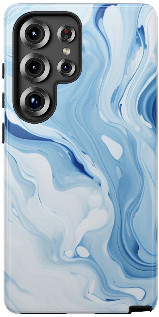 Blauw-Witte Marmerwerveling – Telefoonhoesje Geschikt voor Samsung Galaxy S25 Ultra