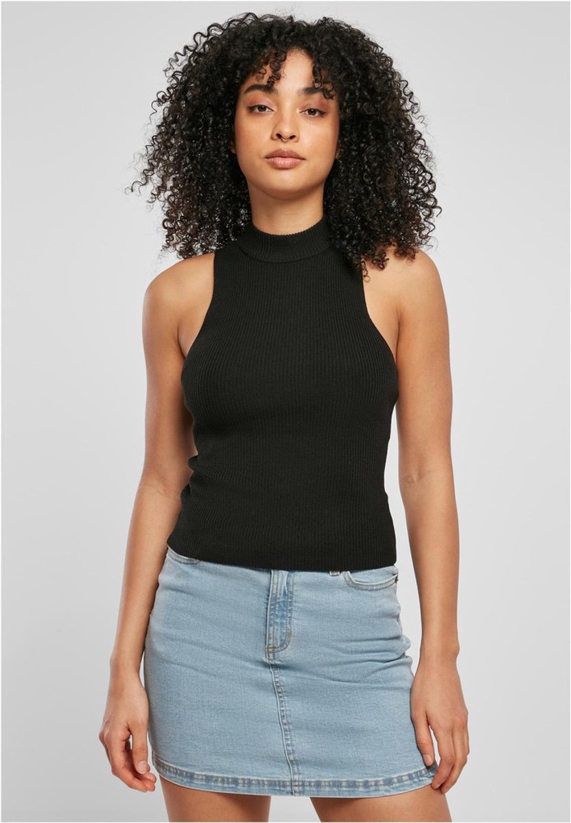 Urban Classics Short Rib Knit Turtleneck Mouwloze top 5XL Zwart