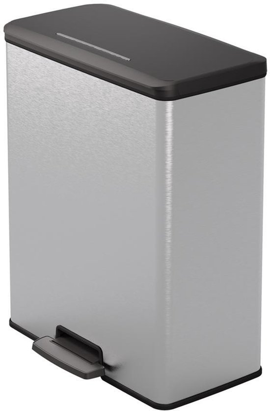 Prullenbak Curver Decobin - 65L - Rectangulaire - Gris Métallisé - Plastique Recyclé