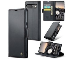 CaseMe - Hoesje geschikt voor Google Pixel 10/10 Pro - Retro Wallet Book Case - Met Magnetische Sluiting - Zwart