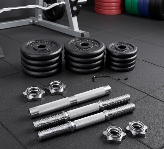 SONGMICS Halterset,verstelbare Kunststof Dumbbell Set, Met Aansluitende Stalen Buis Halters Dumbbell Set Workout Fitness Training