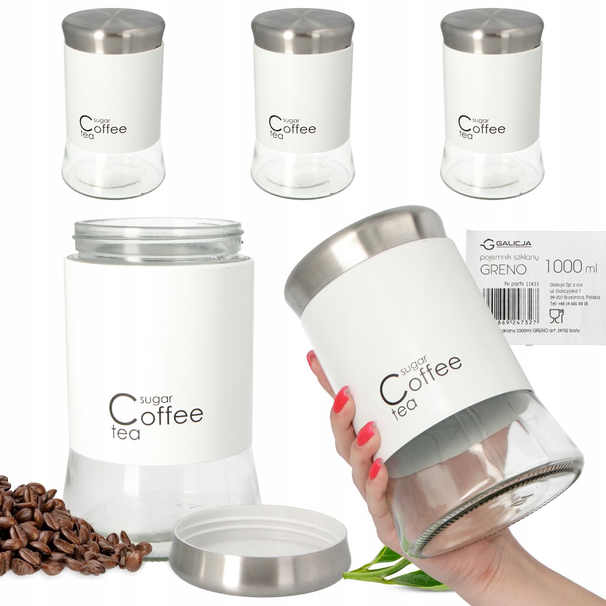 3x Glazen Voorraadpotten 750ml - Koffie, Suiker, Thee