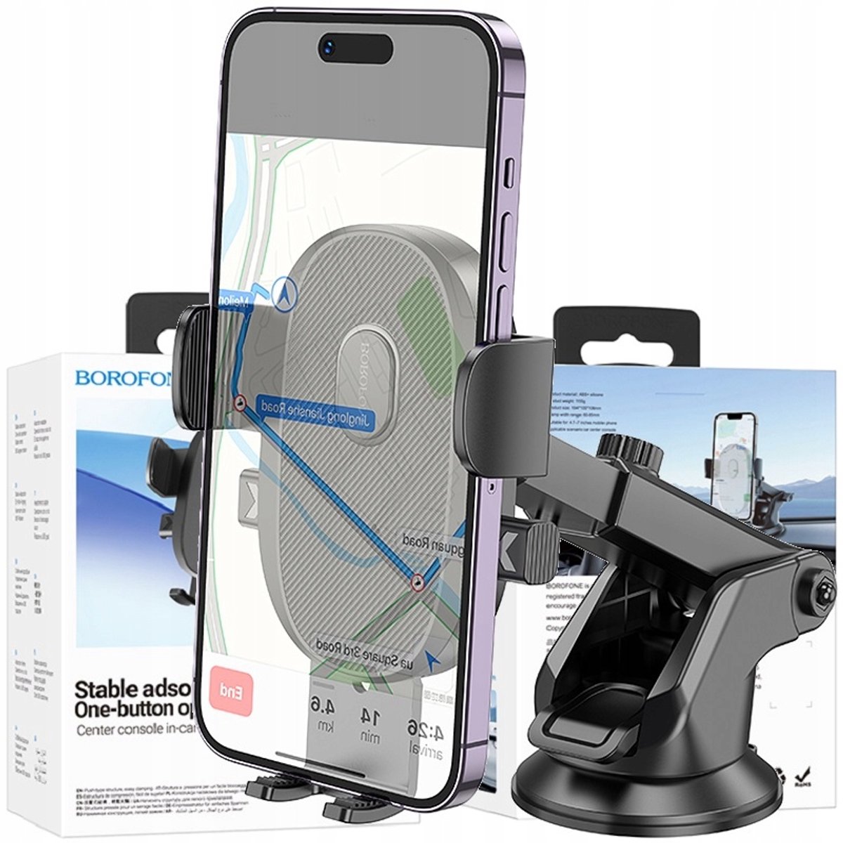 Borofone BH93 Autohouder voor Telefoon - Dashboard, Ruit, Console