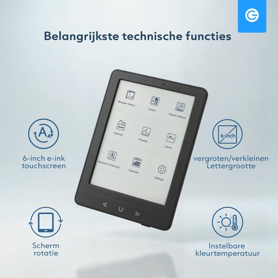Ereader Backlight Silvergear eReader 6 Inch - Ebook Reader met Backlight - 4GB Zwart | bol