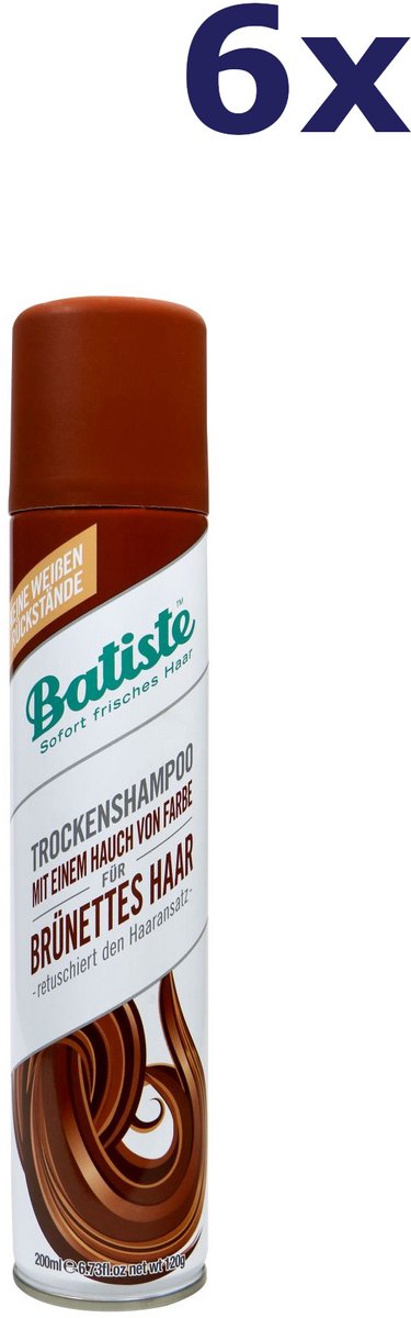 6x Batiste Droogshampoo Kleur Bruin 200 ml