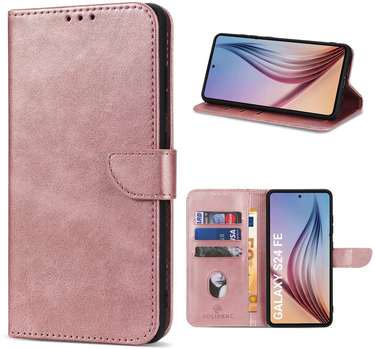 Solidenz hoesje - Geschikt voor Samsung Galaxy S24 FE - Bookcase - Roségoud