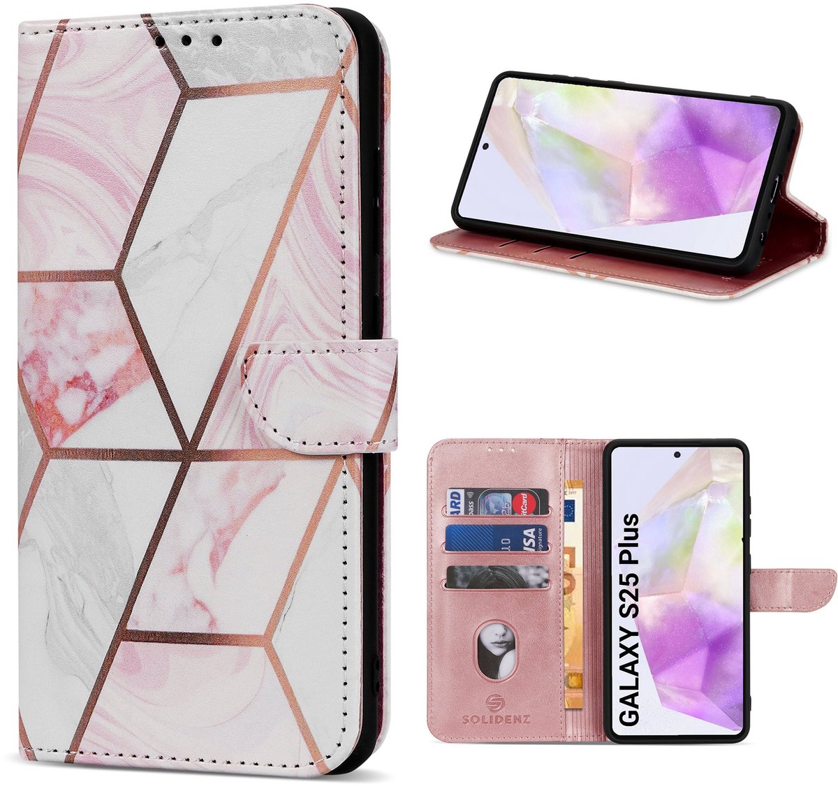 Solidenz hoesje - Geschikt voor Samsung Galaxy S25 Plus - Bookcase - Marmer