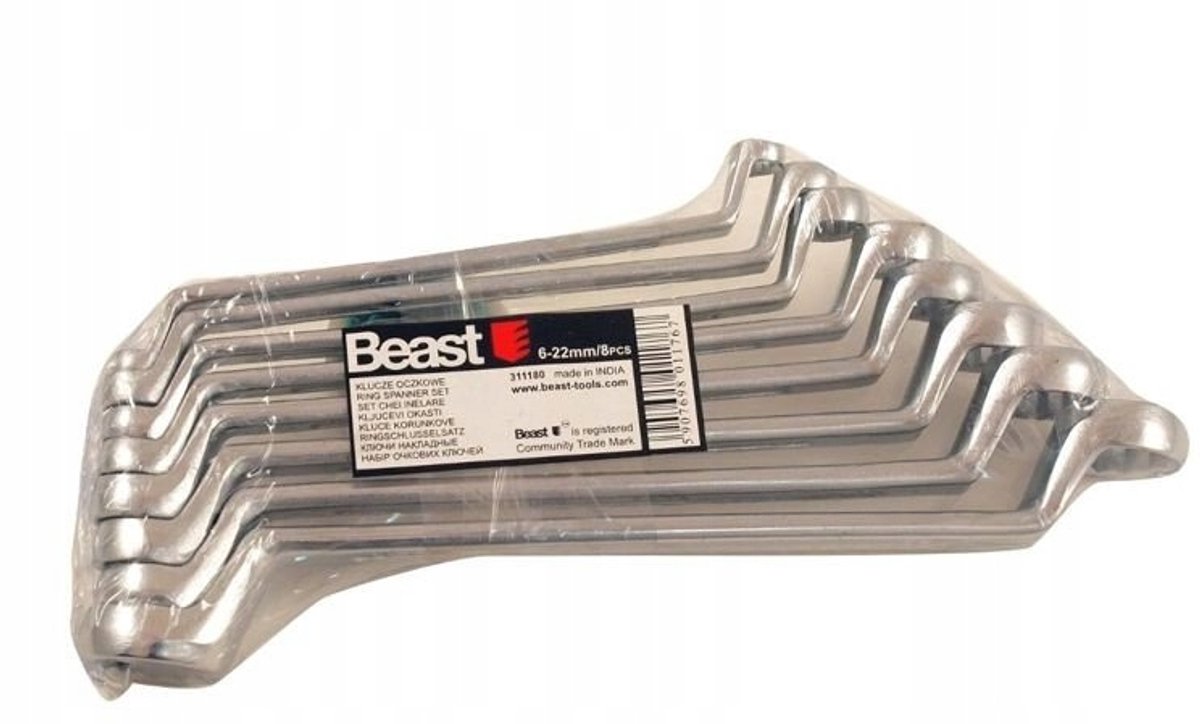 Beast Ringsteeksleutel Set 8 Delig Gebogen 6-22mm