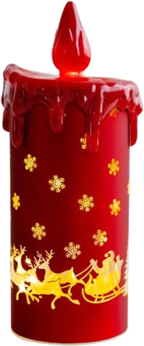Sander Shop Led-kerstkaars, kerstglas, verlichte kaarslamp, gesimuleerde vlamloze led-kolo
