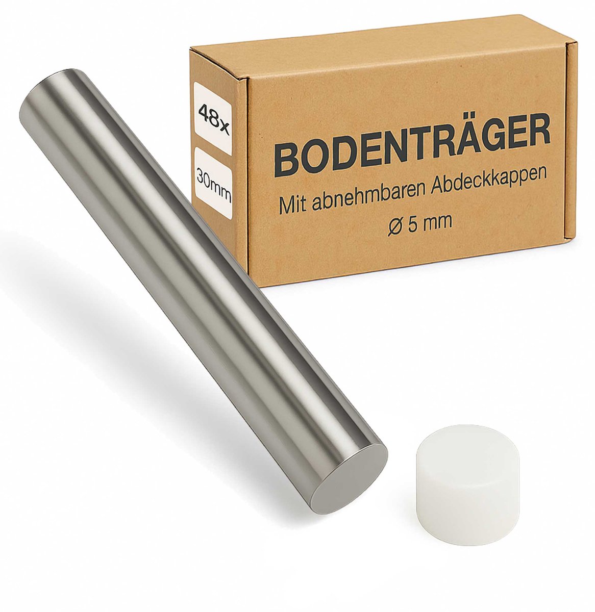 K-Möbel glazen plankdragers 5x30 mm 48 stuks incl. afdekkapjes van roestvrij staal voor glazen planken en legplanken
