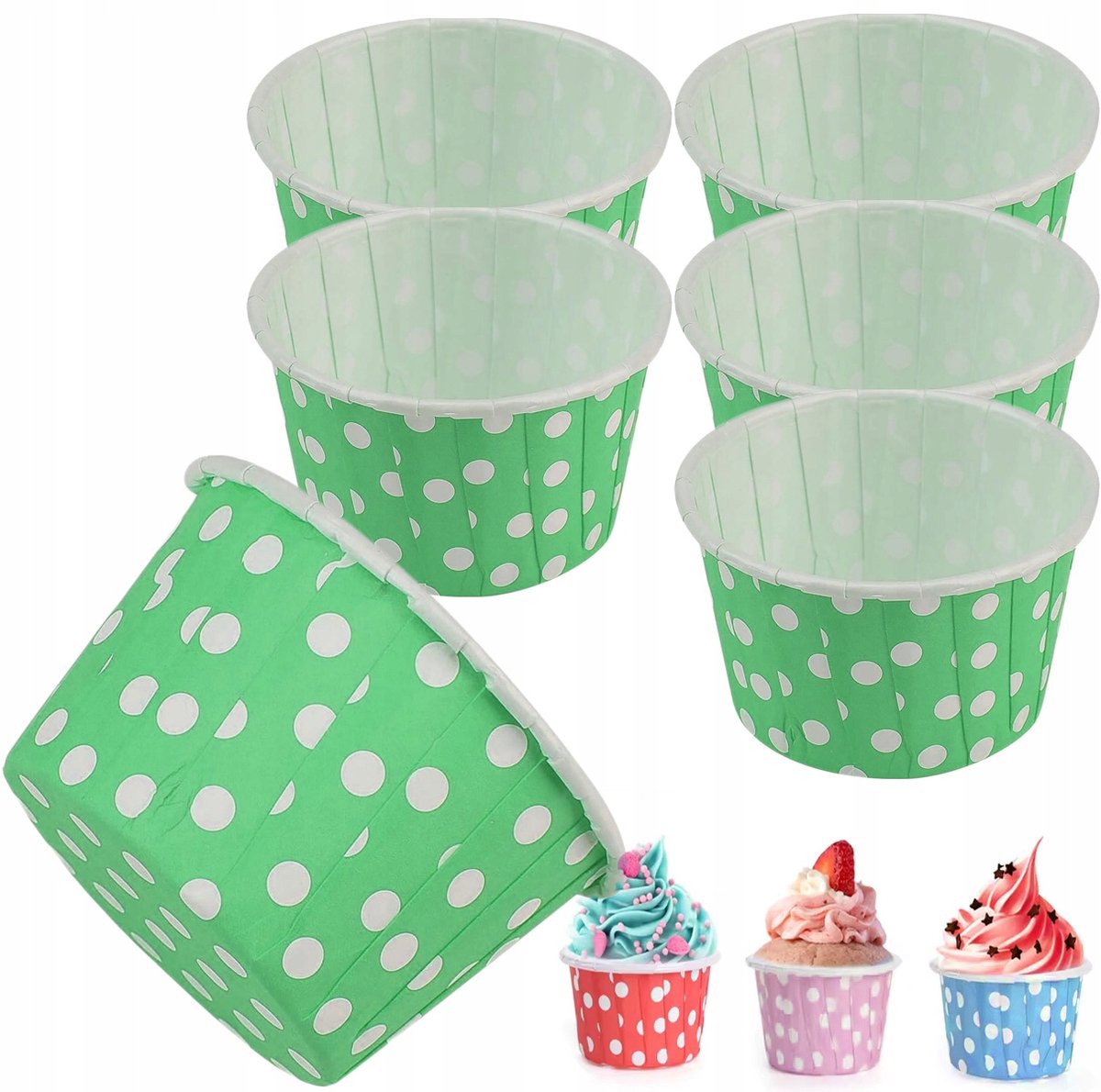Papillotten Papier Stippen 60x39mm - 6 Stuks - Muffinforms Mix Kleuren