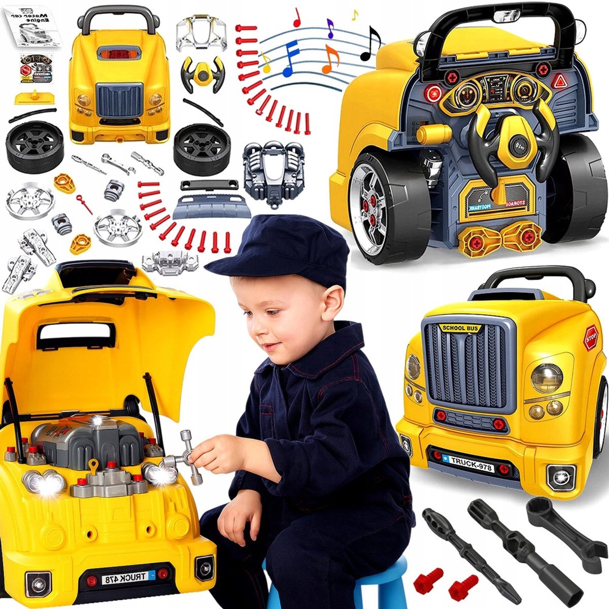 Educatieve Vrachtwagen Motor Bouwset met Geluid & LED