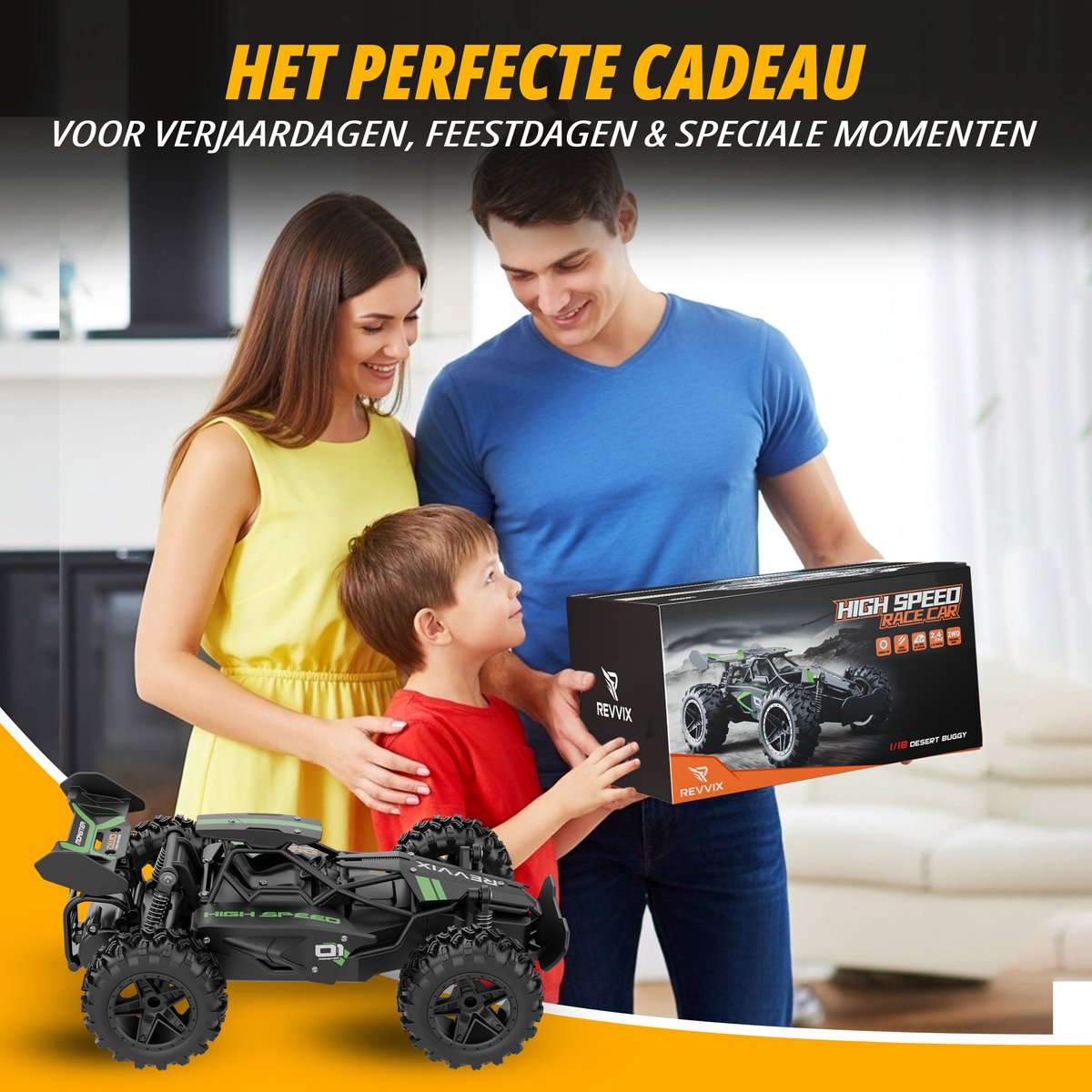 Revvix Bestuurbare Auto - RC Auto - Afstandsbestuurbare auto - Radiografisch bestuurbare auto - Race auto afstandbestuurbaar - RC Drift Car - Offroad Buggy - 2 Accu's - 15 km/u - Buiten - voor Jongens & Volwassenen — afbeelding 9