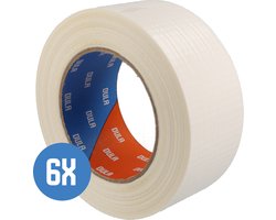 DULA Duct tape - Wit - 50mm x 50m - 6 Rollen Ducktape - Reparatie tape
