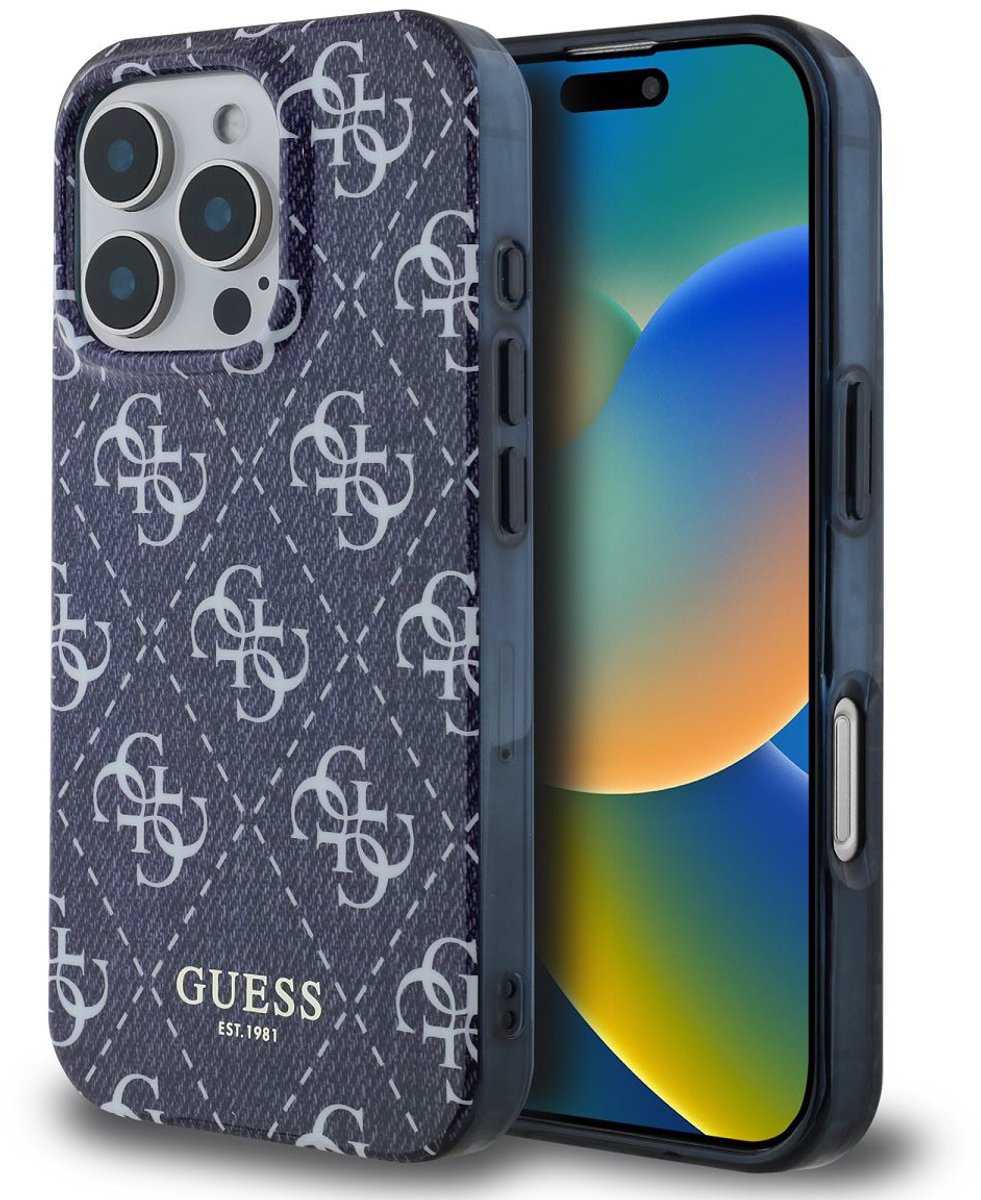 Guess IML Denim Effect geschikt voor iPhone 16 Pro Max hoesje met MagSafe - Blauw