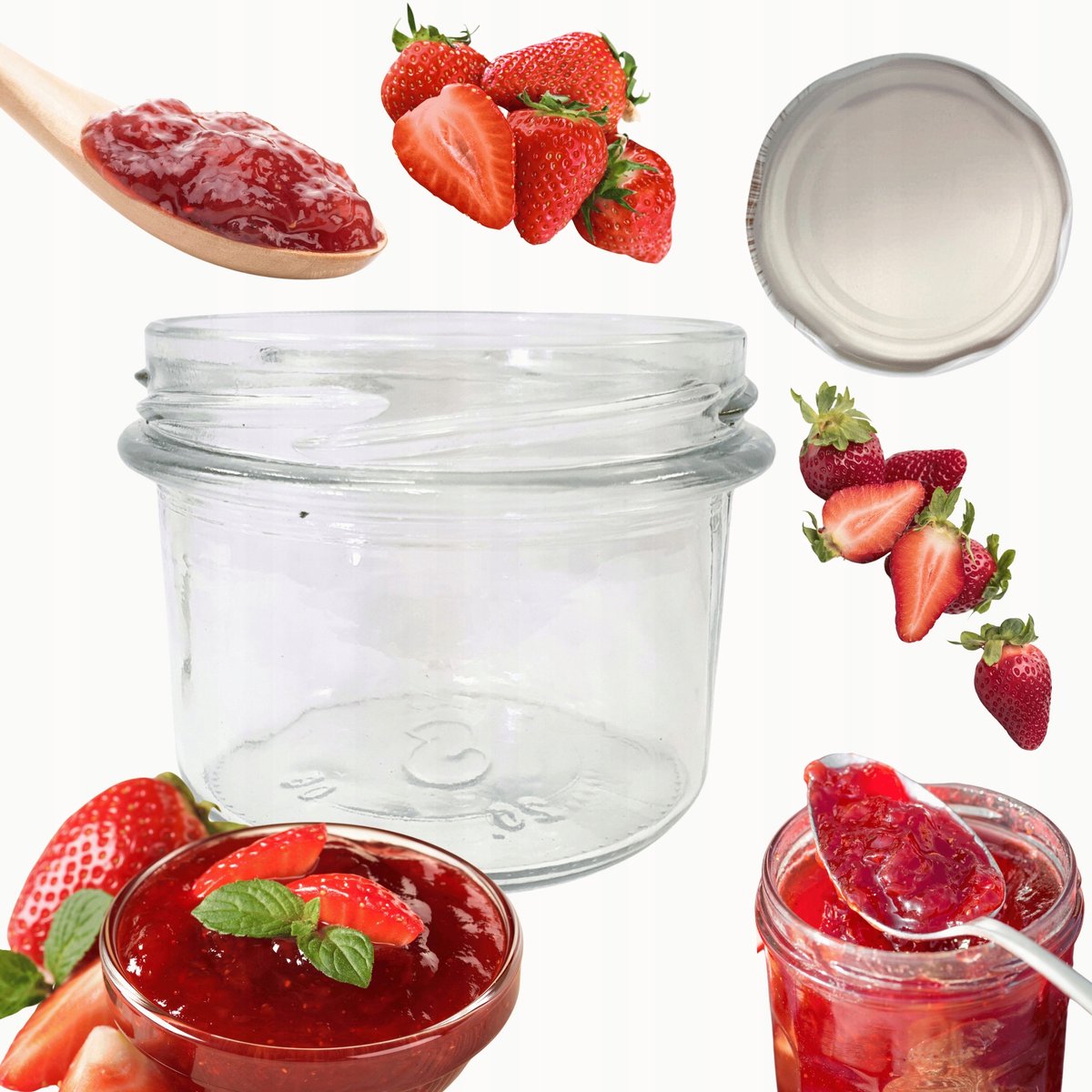 Glazen Pot 235ml voor Jam, Specerijen, Desserts - 1 Stuk