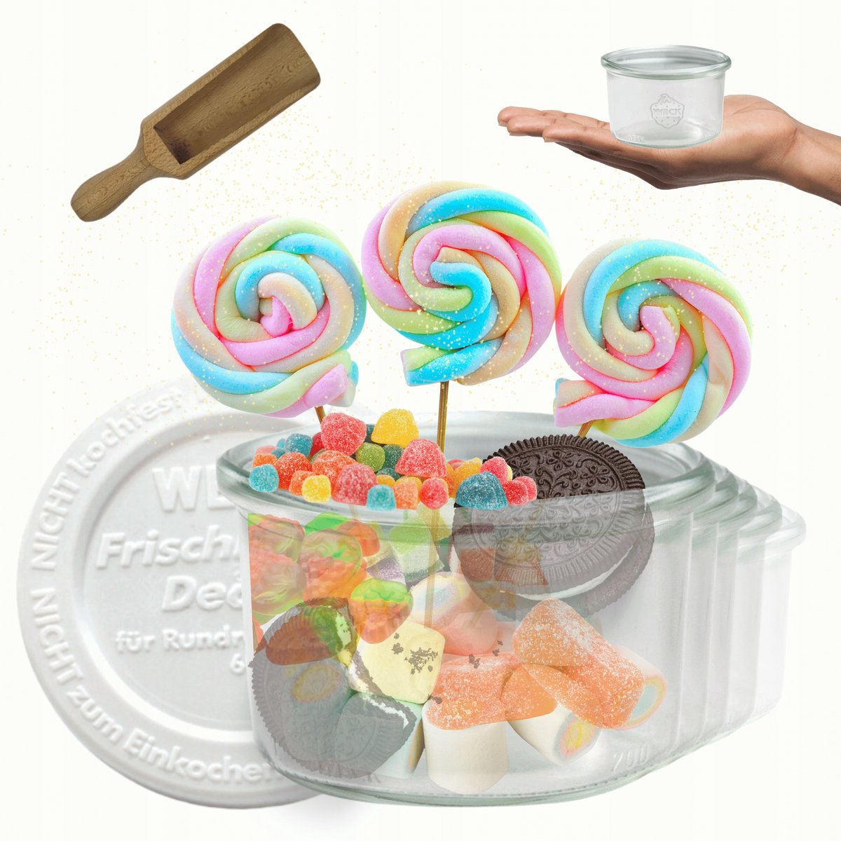 Weck Glazen Potten 200ml met Plastic Deksel en Maatbeker - Set van 6