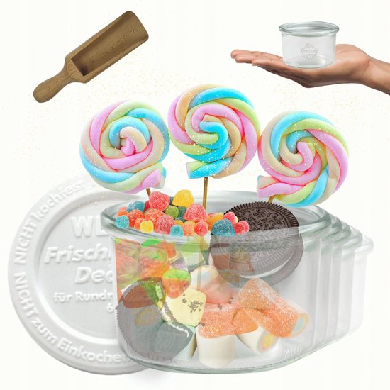 Weck Glazen Potten 200ml met Plastic Deksel en Maatbeker - Set van 6