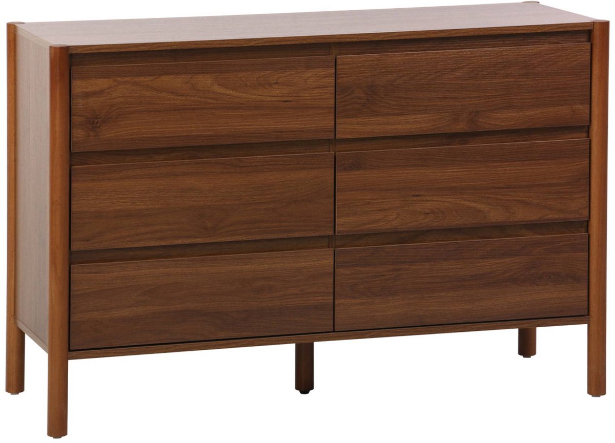 sweeek Ladekast houteffect 6 lades 120cm - harmony Walnoot