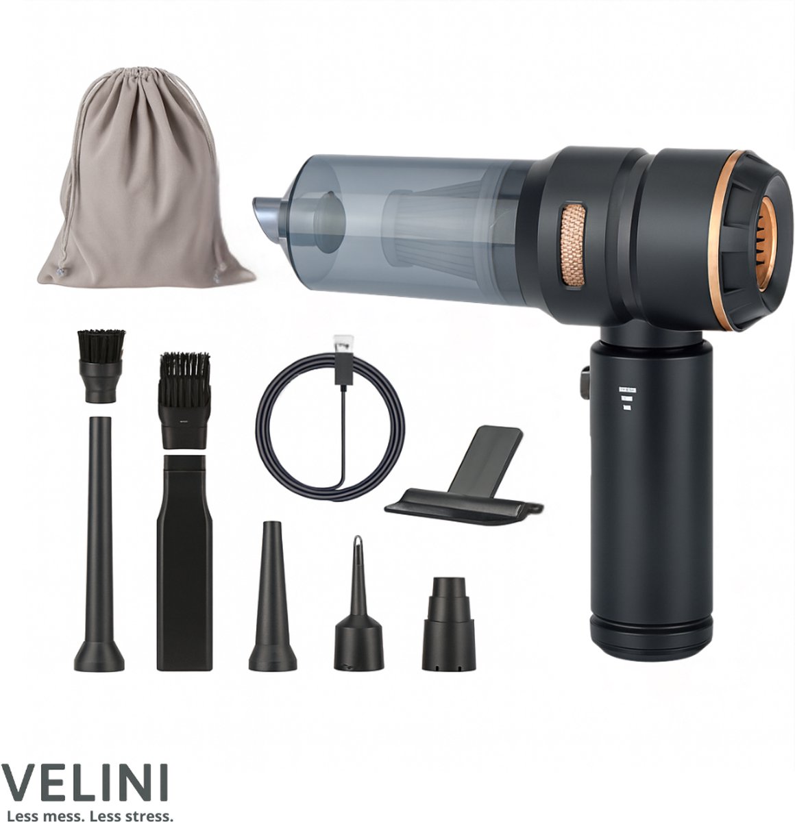 Velini Draadloze Stofzuiger 18.000PA Zwart 2-in-1 - afbeelding 2