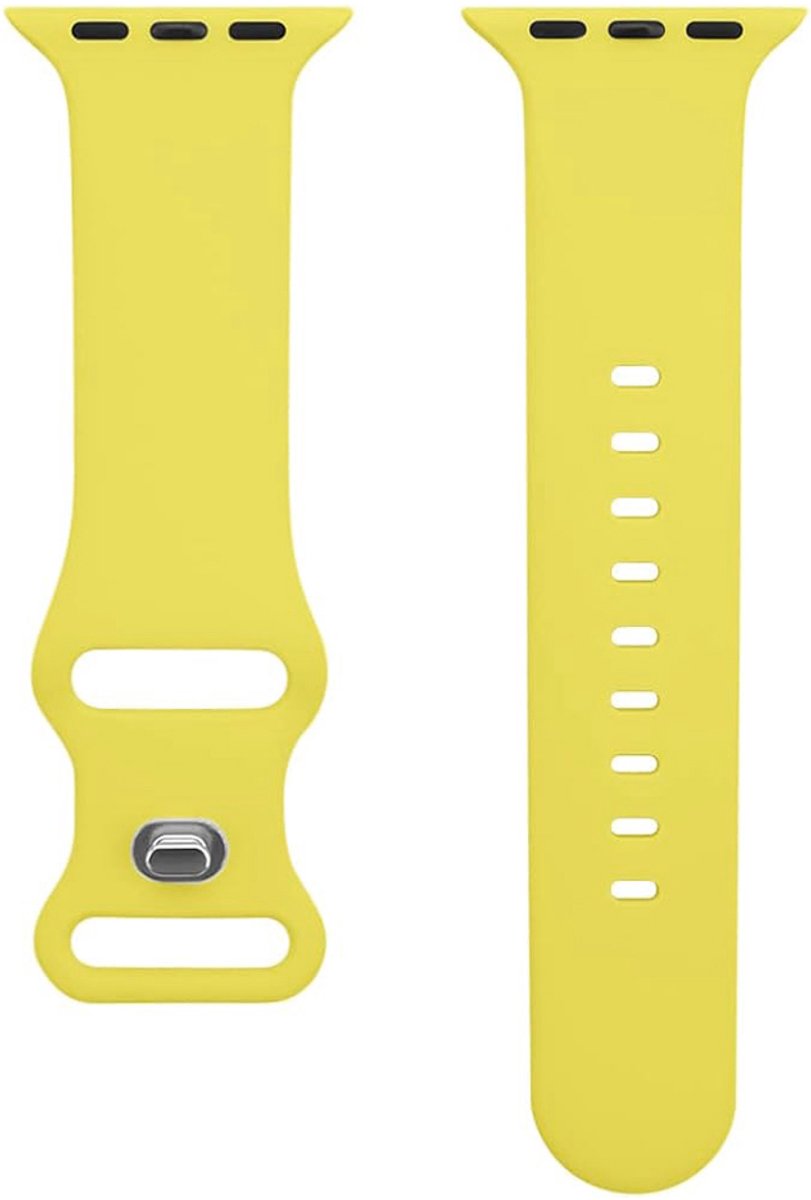Horlogebandje voor "Dames" Apple Watch Series 1/2/3/4/5/6/7/8/9/10/SE - Maat: 38 mm/40 mm/41 mm/42 mm - Lichtgeel Rubber
