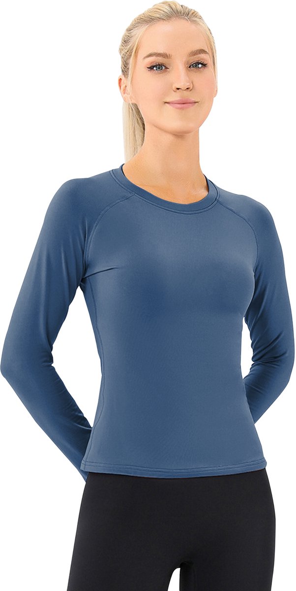 MEETHOO Thermo Shirt met Lange Mouwen voor Dames -Blauw-S